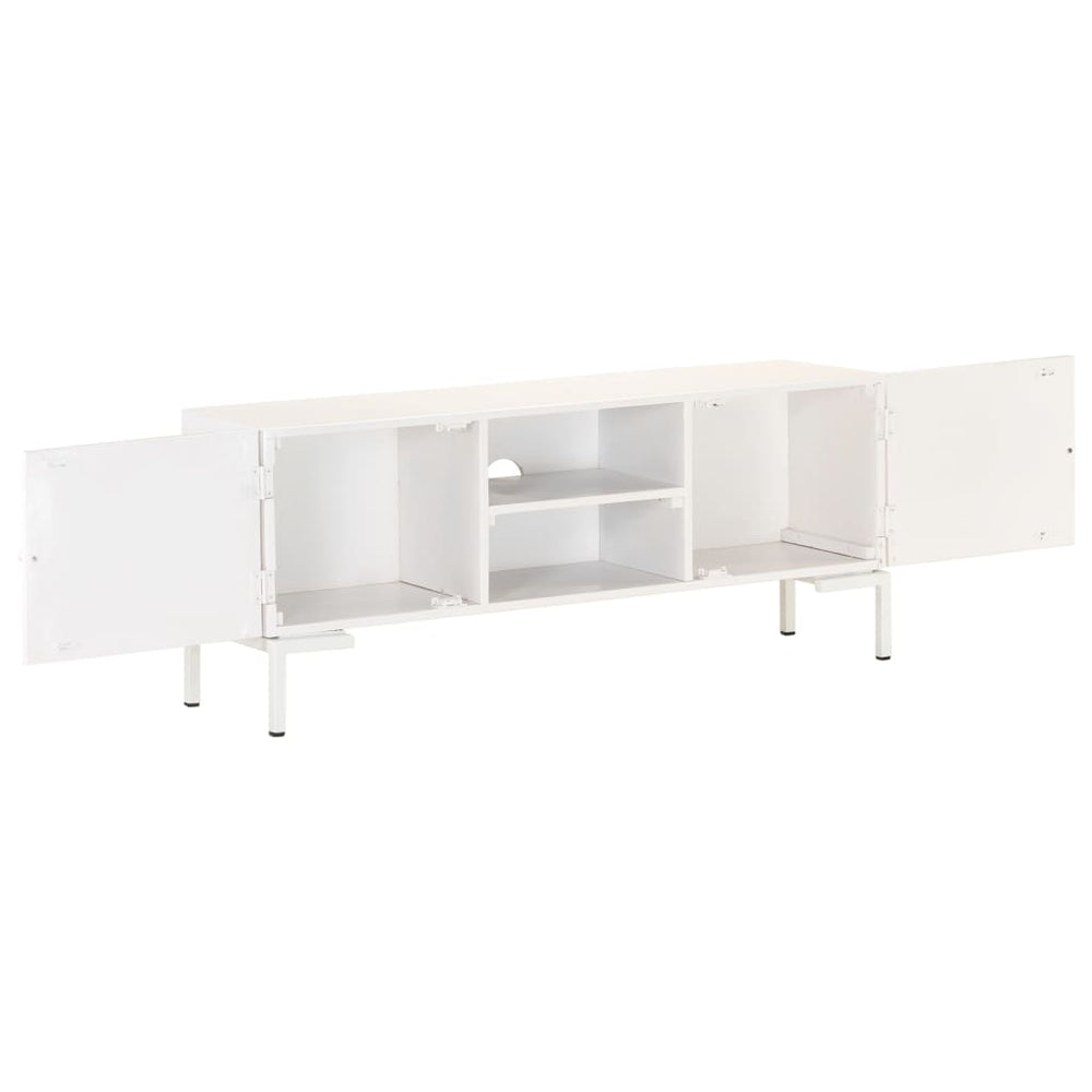 vidaXL Meuble TV Blanc 115x30x46 cm Bois de manguier massif
