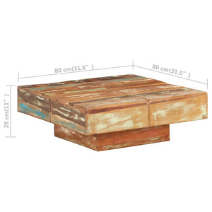 vidaXL Table basse 80x80x28 cm en bois de récupération massif
