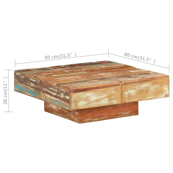 vidaXL Table basse 80x80x28 cm en bois de récupération massif