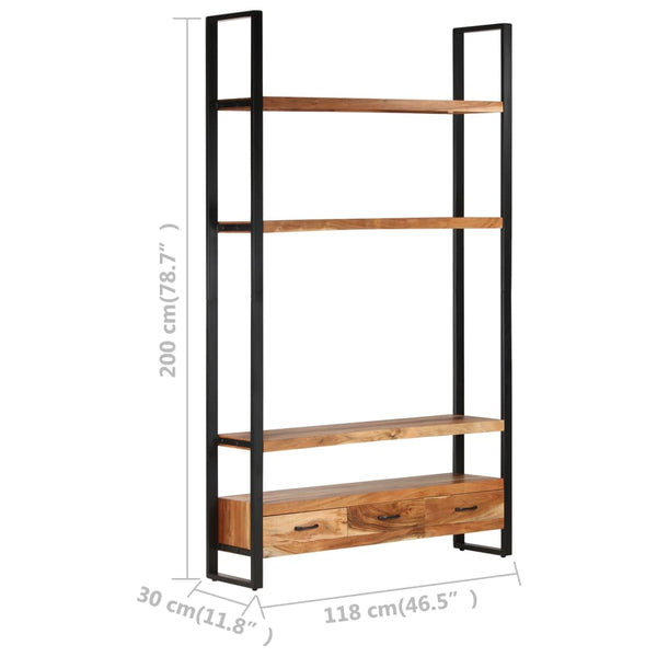 vidaXL Étagère à livres 118x30x200 cm Bois d'acacia massif