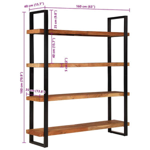 vidaXL Bibliothèque à 4 étagères 160x40x180 cm Bois d'acacia massif