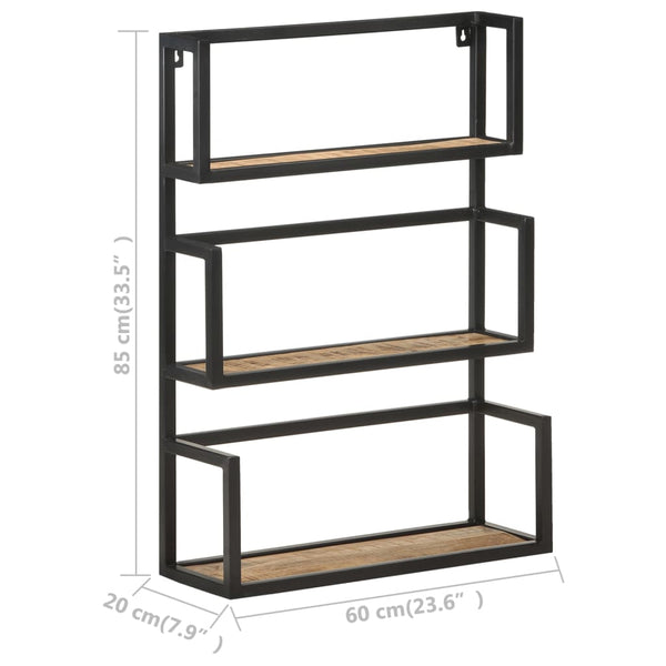Wandregal Mangoholz 60x20x85 cm