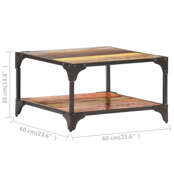 vidaXL Table basse 60x60x35 cm en bois de récupération massif