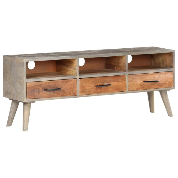 Grauer TV-Schrank 130 cm aus Mangoholz