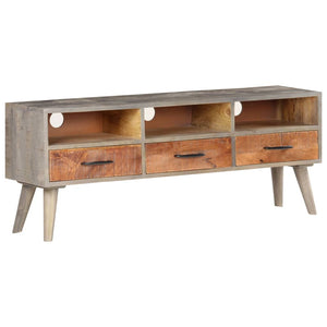 Grauer TV-Schrank 130 cm aus Mangoholz