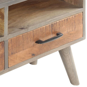 Grauer TV-Schrank 130 cm aus Mangoholz