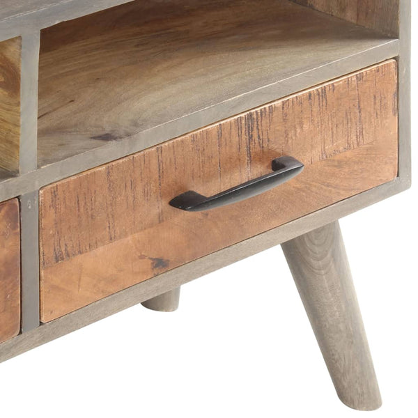 Grauer TV-Schrank 130 cm aus Mangoholz