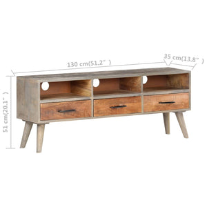 Grauer TV-Schrank 130 cm aus Mangoholz