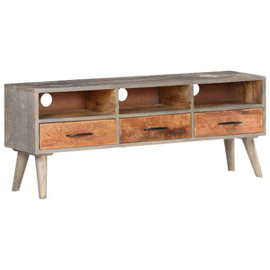 Grauer TV-Schrank 130 cm aus Mangoholz