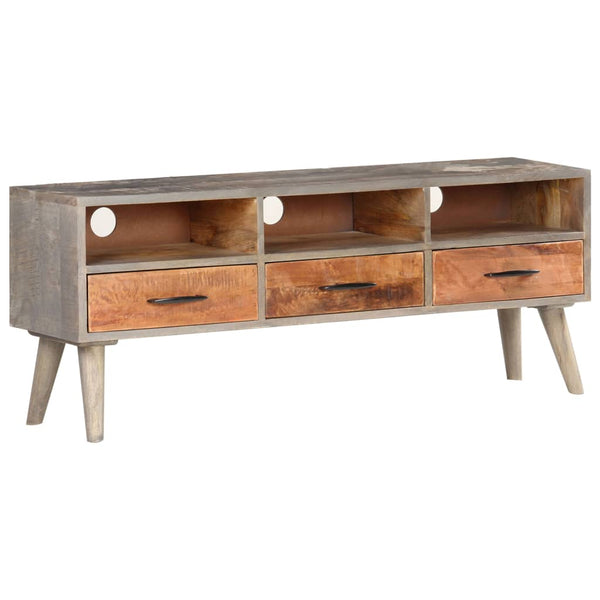 Grauer TV-Schrank 130 cm aus Mangoholz