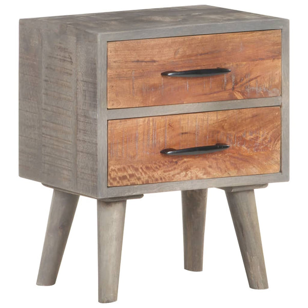 Grauer Nachttisch aus Mango Massivholz 40x30x50 cm