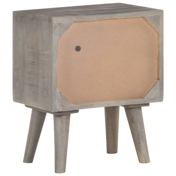 Grauer Nachttisch aus Mango Massivholz 40x30x50 cm