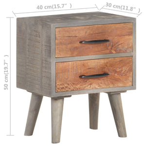 Grauer Nachttisch aus Mango Massivholz 40x30x50 cm