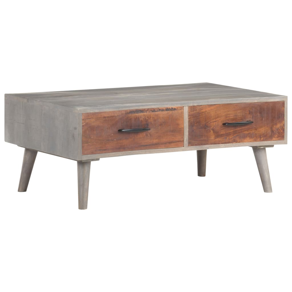 Grauer Couchtisch Mango Massivholz 100x60 cm