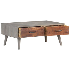 Grauer Couchtisch Mango Massivholz 100x60 cm
