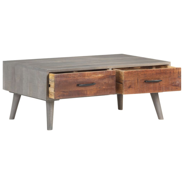 Grauer Couchtisch Mango Massivholz 100x60 cm