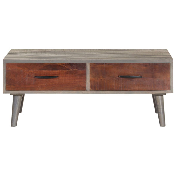Grauer Couchtisch Mango Massivholz 100x60 cm