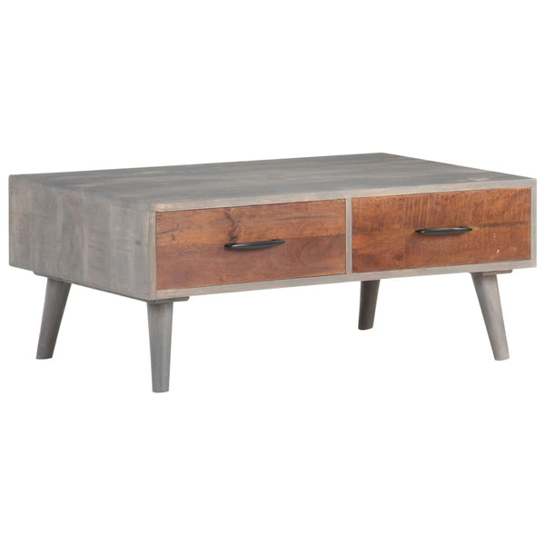 Grauer Couchtisch Mango Massivholz 100x60 cm