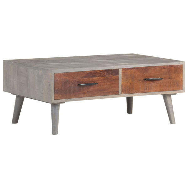 Grauer Couchtisch Mango Massivholz 100x60 cm