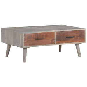 Grauer Couchtisch Mango Massivholz 100x60 cm