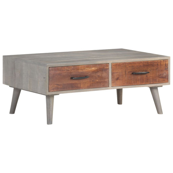 Grauer Couchtisch Mango Massivholz 100x60 cm