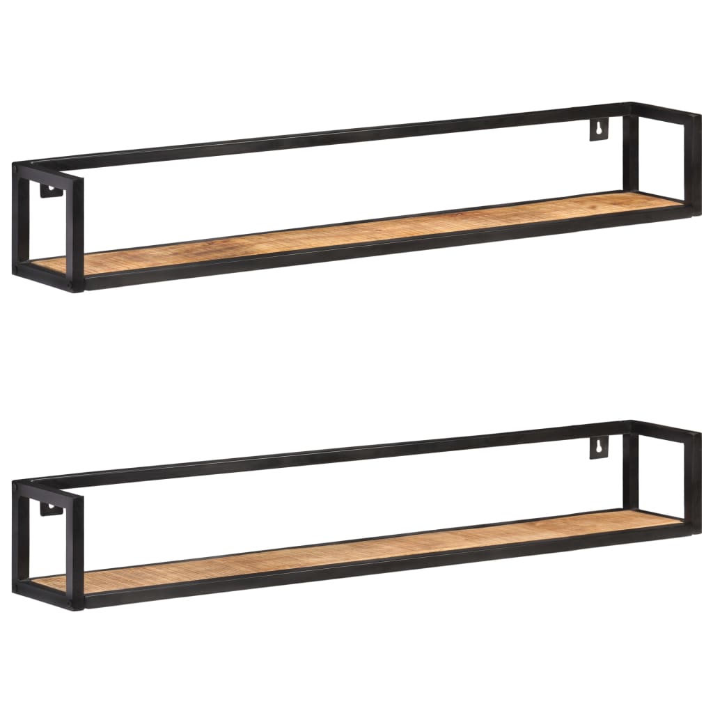 Wandregale aus Mangoholz, 120 cm, 2er-Set