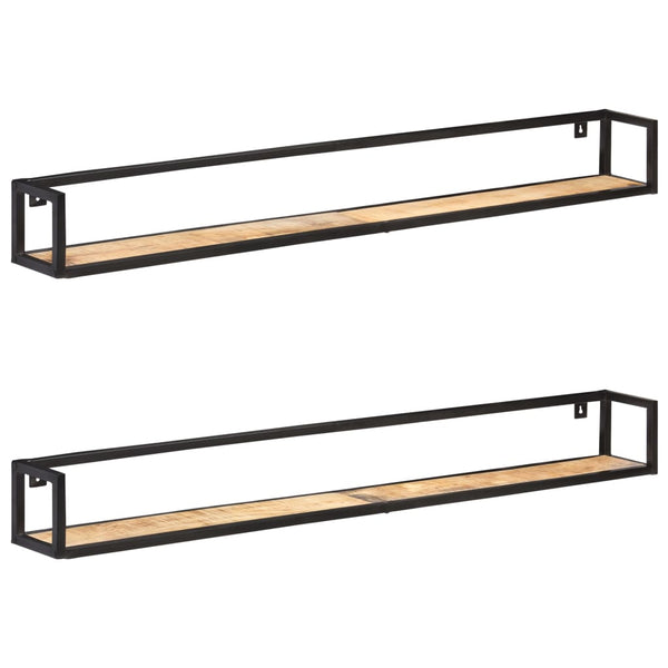 Wandregale aus Mangoholz, 160 cm, 2er-Set