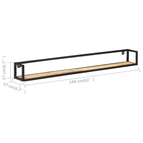 Wandregale aus Mangoholz, 160 cm, 2er-Set