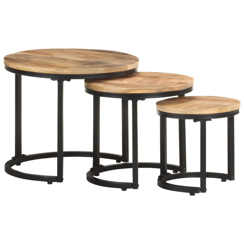 3er Set Beistelltische aus Mangoholz