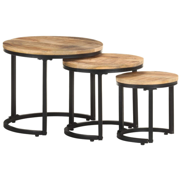 3er Set Beistelltische aus Mangoholz