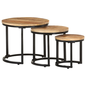 3er Set Beistelltische aus Mangoholz