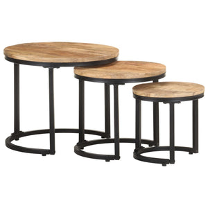 3er Set Beistelltische aus Mangoholz