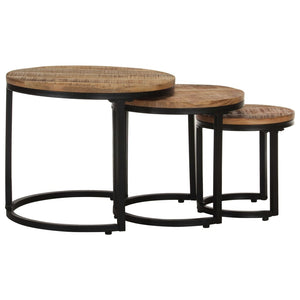 3er Set Beistelltische aus Mangoholz