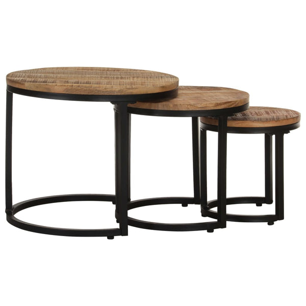 3er Set Beistelltische aus Mangoholz