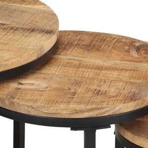 3er Set Beistelltische aus Mangoholz