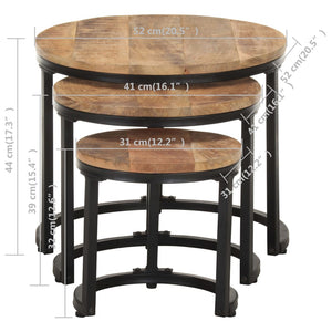 3er Set Beistelltische aus Mangoholz