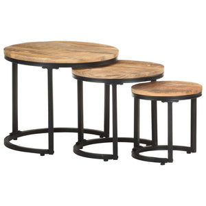 3er Set Beistelltische aus Mangoholz