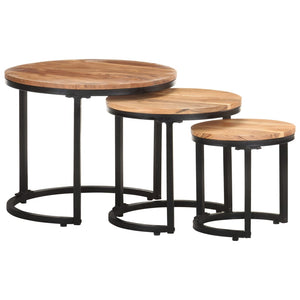 vidaXL Tables basses d'appoint 3 pcs en bois d'acacia massif