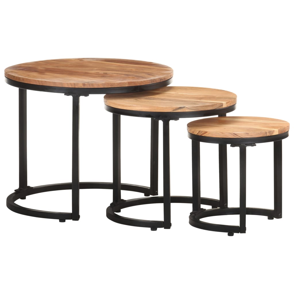 vidaXL Tables basses d'appoint 3 pcs en bois d'acacia massif