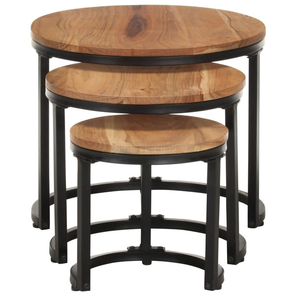 vidaXL Tables basses d'appoint 3 pcs en bois d'acacia massif