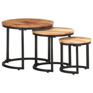 vidaXL Tables basses d'appoint 3 pcs en bois d'acacia massif
