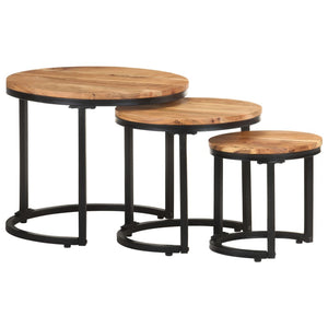 vidaXL Tables basses d'appoint 3 pcs en bois d'acacia massif