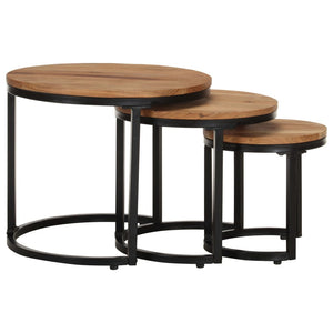 vidaXL Tables basses d'appoint 3 pcs en bois d'acacia massif