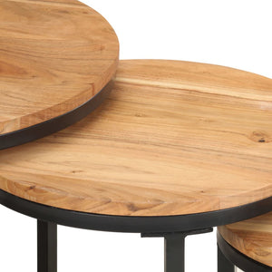 vidaXL Tables basses d'appoint 3 pcs en bois d'acacia massif