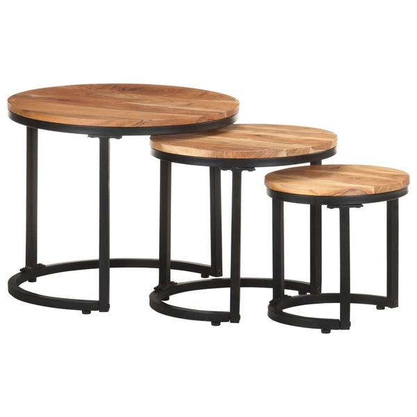 vidaXL Tables basses d'appoint 3 pcs en bois d'acacia massif