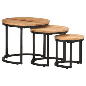 vidaXL Tables basses d'appoint 3 pcs en bois d'acacia massif