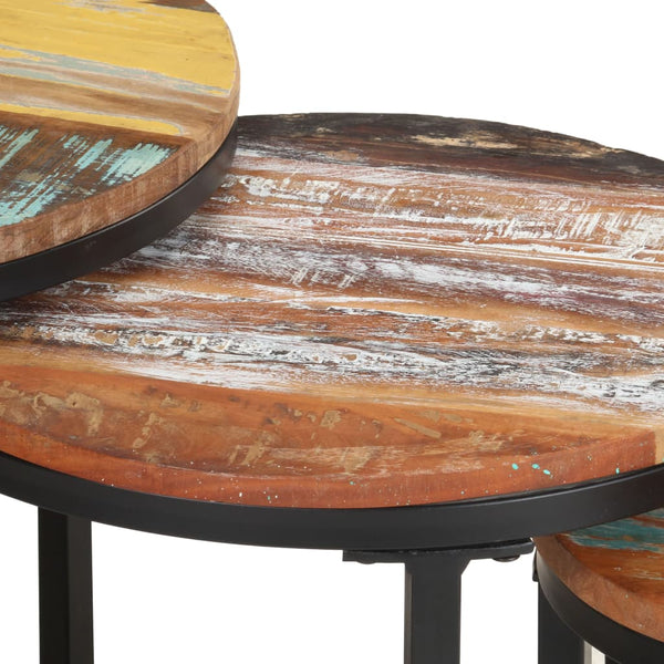 3er Set Beistelltische aus Massivholz