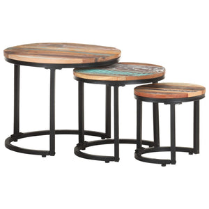 3er Set Beistelltische aus Massivholz