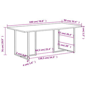 vidaXL Dining Table 180 cm Reclaimed Solid Wood