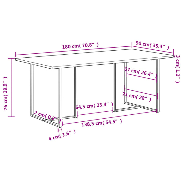 vidaXL Dining Table 180 cm Reclaimed Solid Wood